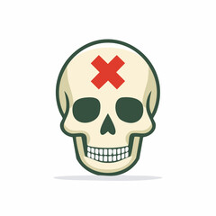 Obraz premium 死亡や危険なエラーを示すバツ印のついたドクロのフラットベクターアイコン
