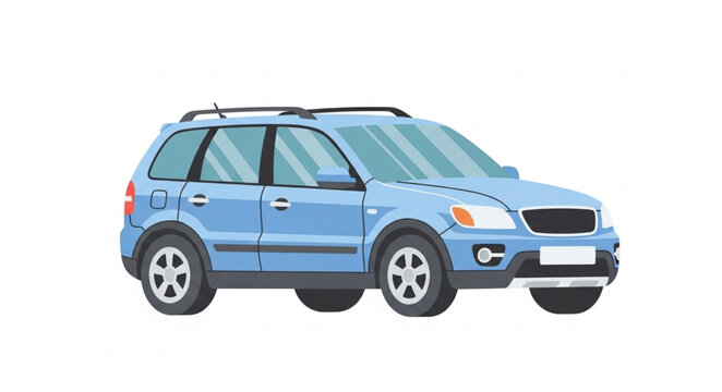 Blue SUV car parked on a white background.