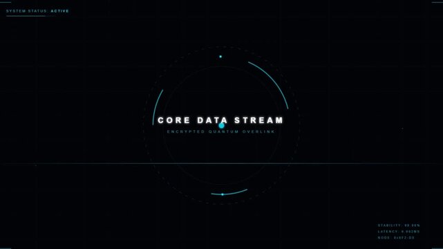 Futuristic digital HUD showing core data stream encrypted quantum Illustration