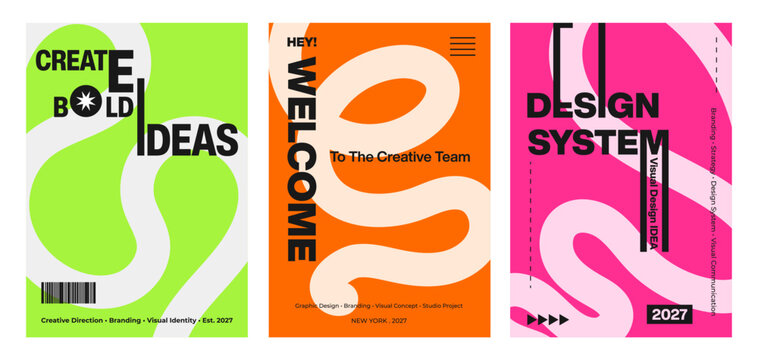 Vibrant modern simple poster with bold line wavy featuring typography set design.