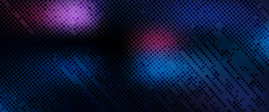 Purple abstract pixel texture bg video screen. Tv pattern background with square noise effect. Futuristic broadcast neon gradient banner for television. Modern vhs led static display element