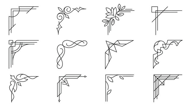 Collection of ornate corner design elements.