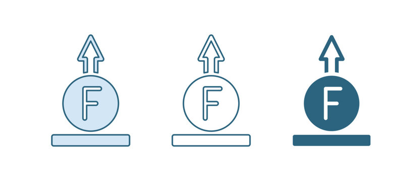 Blue Force of physic formula calculation icon isolated on white background. Vector