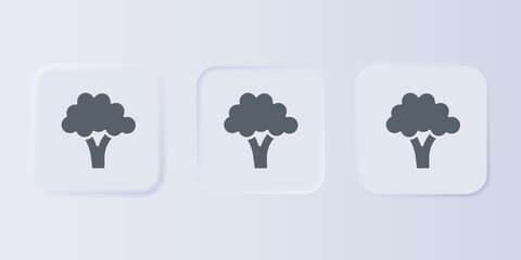 Grey Broccoli icon isolated on grey background. Set icons in square buttons. Vector © Vadim