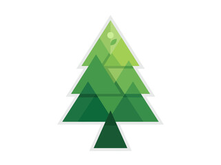Fototapeta premium Abstract green triangular tree icon, modern eco flat vector on white background