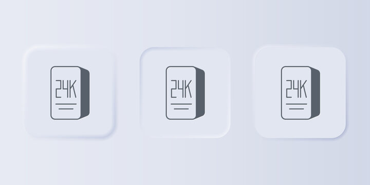 Grey Gold bars 24k icon isolated on grey background. Banking business concept. Set icons in square buttons. Vector