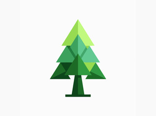 Fototapeta premium Abstract green triangular tree icon, modern eco flat vector on white background