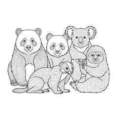 Fototapeta premium Group of cute animal friends.