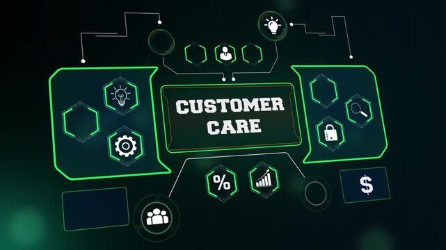 Strategic customer service interface with business icons ideal for satisfaction reports, loyalty program promos, and modern leadership backgrounds