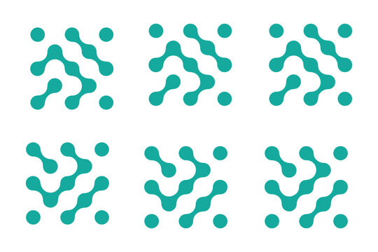 Connected dots icon circles pattern sign integration symbol abstract point movement connected round blobs transition meta balls  smooth fluid vector illustration modern ..