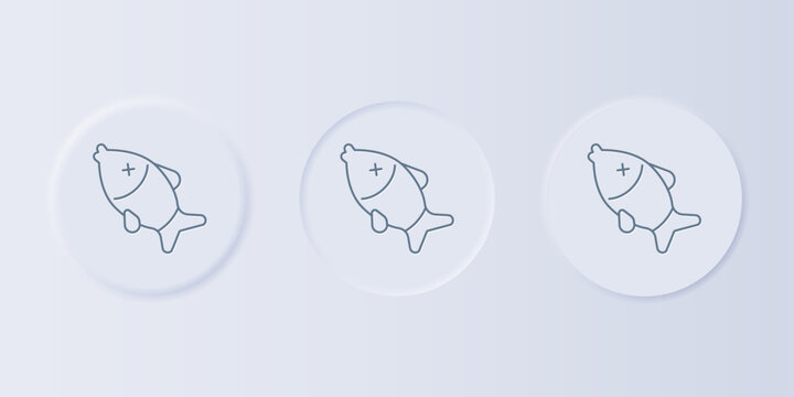Grey Dead fish icon isolated on grey background. Set icons in square buttons. Vector
