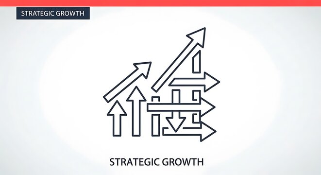 Strategic Growth Arrows, Business Development Concept, Upward Trend Iconography, Financial Progress Illustration isolated on White Background