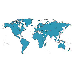 Obraz premium World Map Illustration with Continents in Blue on White Background.
