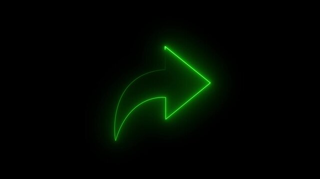 Glowing neon line share icon. share icon on black background. share animation 