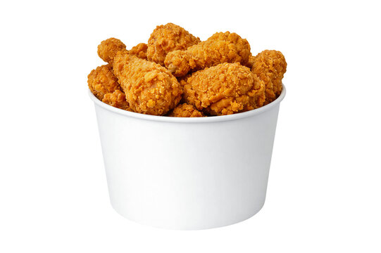 fried chicken bites in bucket isolated transparent background crispy snack food presentation