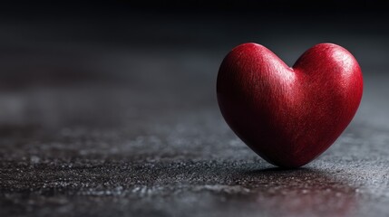 Fototapeta premium Red heart on dark background
