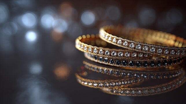 Gold bangles with beads