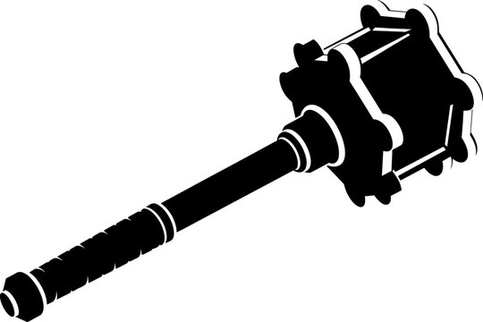 Flanged medieval mace silhouette with heavy striking head