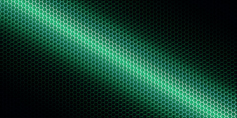 Fototapeta premium Abstract background with modern and futuristic red hexagonal pattern. Future technology design with glowing hexagonal mesh pattern. Black steel metal mesh background. VOL. 3