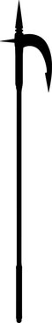 Medieval billhook polearm silhouette with curved hooking blade