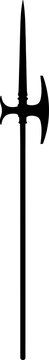 Medieval glaive polearm silhouette with single-edged curved blade