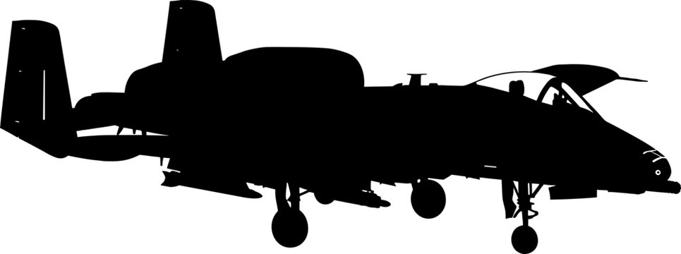 Close air support attack jet with dual engines silhouette
