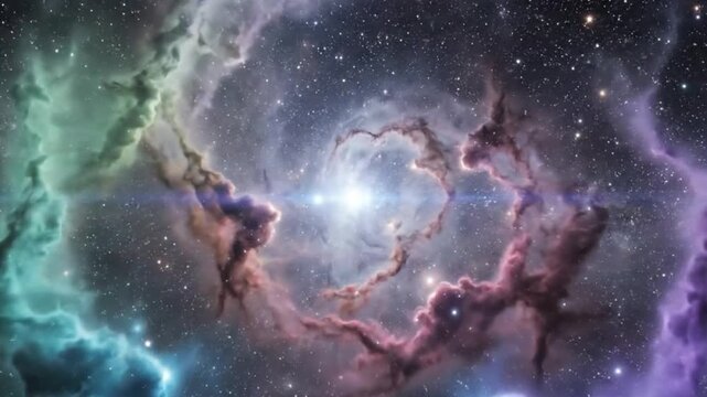 Colorful Nebula in Deep Space with Stars and Cosmic Dust
