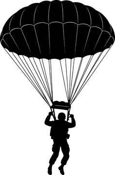Paratrooper skydiver with open parachute silhouette