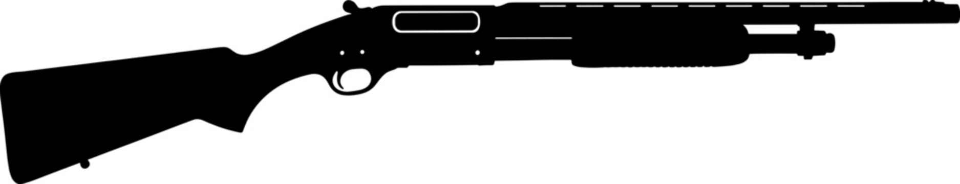 Pump action shotgun firearm silhouette profile