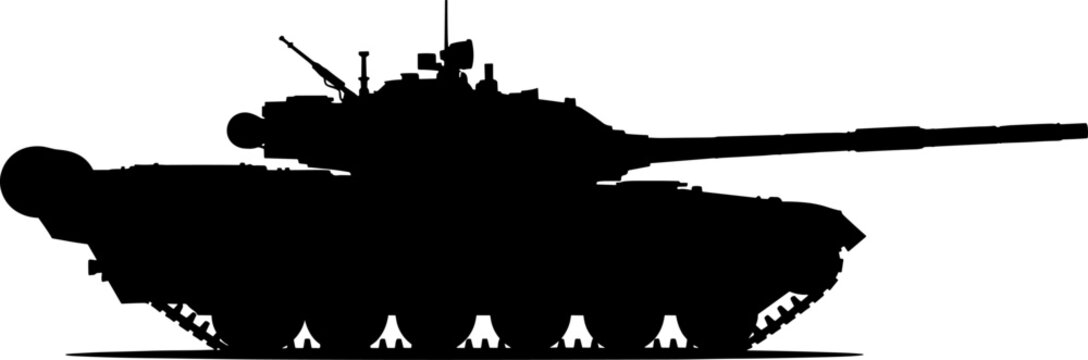 Russian t-90 main battle tank silhouette side profile armored unit
