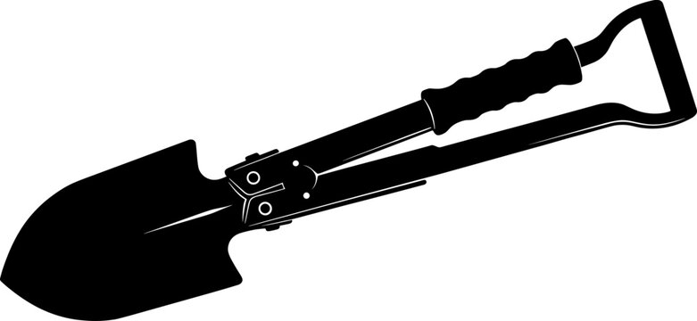Tactical folding entrenching tool silhouette used for survival digging