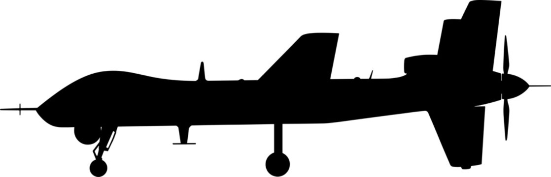 Unmanned aerial vehicle mq-9 reaper drone silhouette side profile
