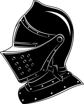Traditional medieval knight armor helmet with visor