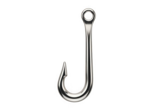 A shiny fishing hook isolated on transparent background
