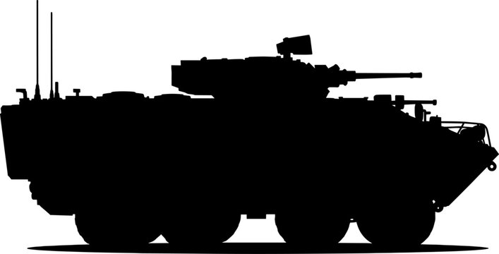 Armored personnel carrier silhouette used for military transport and tactical deployment