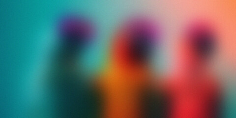 Vibrant blurred silhouettes against gradient background