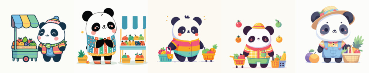 cute panda vector shopping for fruit © sarah16blakeyxh2