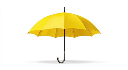 Obraz premium A bright yellow umbrella is opened on a stark white background