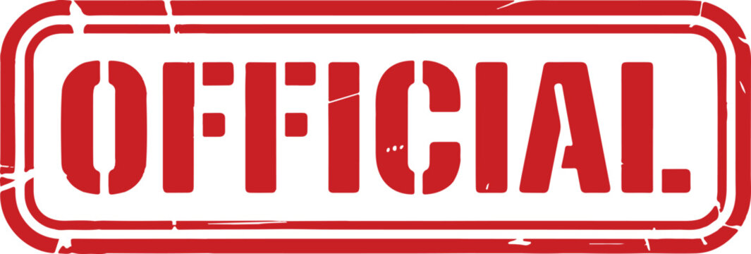 Bold official stamp with the word official in distressed red letters