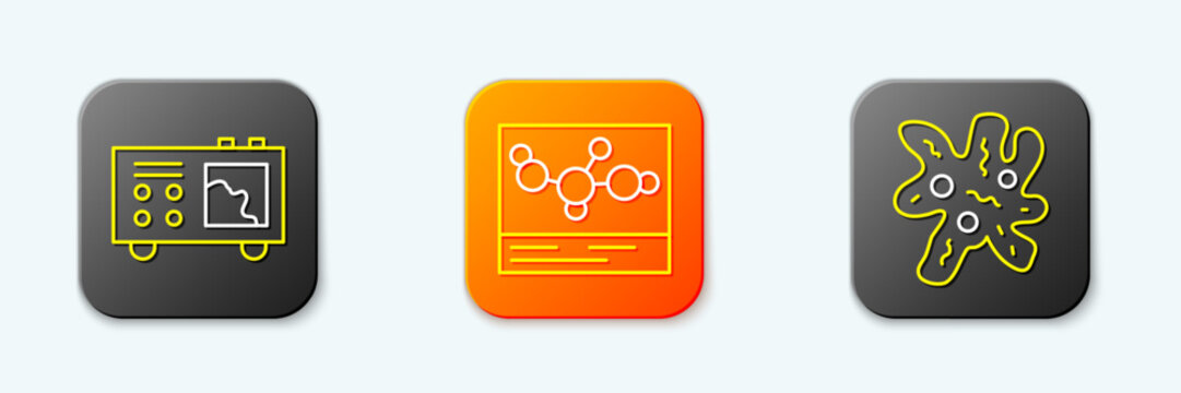 Set line Spectrometer, Chemical formula and Cell icon. Vector