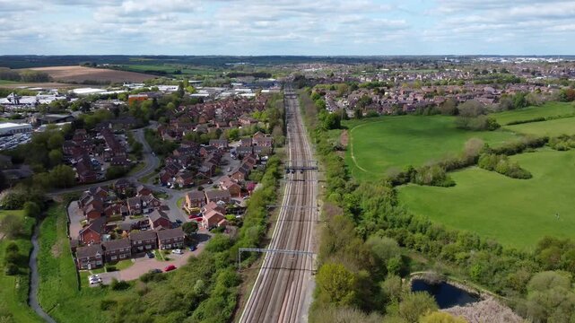 An aerial view of the town of Kettering in Northamptonshire 
