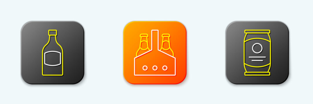 Set line Beer bottle, Pack of beer bottles and can icon. Vector