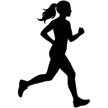 Woman Running Silhouette in Motion.