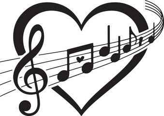 A musical heart symbolizing love through musical notes in treble clef © Ranaart