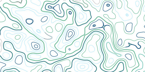 Abstract Gradient Topographic Wave Background with Curved Paper Relief and Colorful Contour Lines. Vector Geographic Map Design. © muhammad