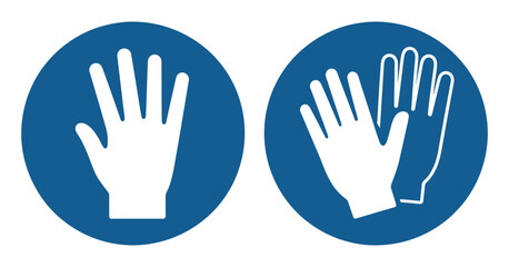 Obraz premium Protective gloves sign set, construction gloves and surgical gloves symbols, safety and hygiene protection concept