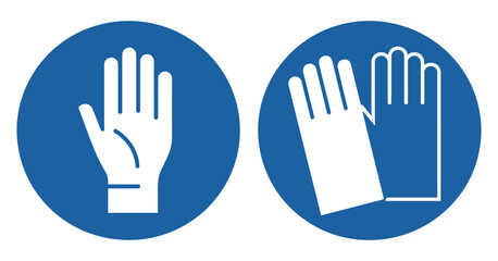 Obraz premium Protective gloves sign set, construction gloves and surgical gloves symbols, safety and hygiene protection concept