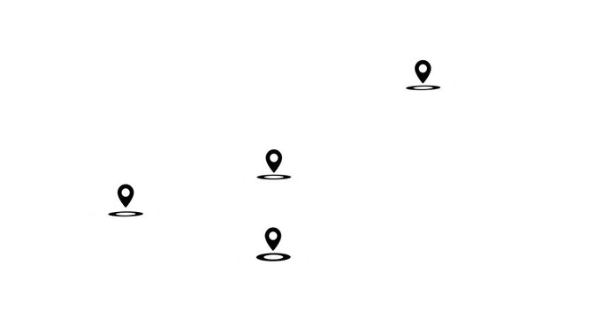 GPS location pin pointer icon on transparent background. Appearing pointer for navigation. Point of interest sign and pin to indicate the route and location