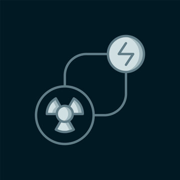 Line Radioactive exchange energy icon isolated on black background. Radioactive toxic symbol. Radiation hazard sign. Flat filled outline style with shadow. Vector