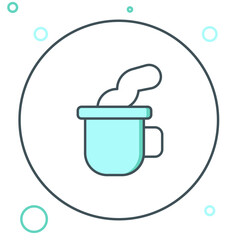 Obraz premium Line Cup of tea icon isolated on white background. Colorful outline concept. Vector